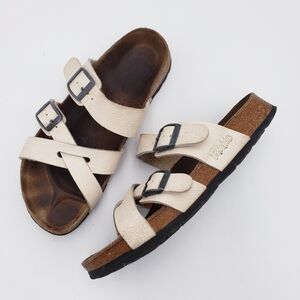 Birkenstock Yao Balance Birko-Flor White Slide Sandals Women's Size EU 37 US 6